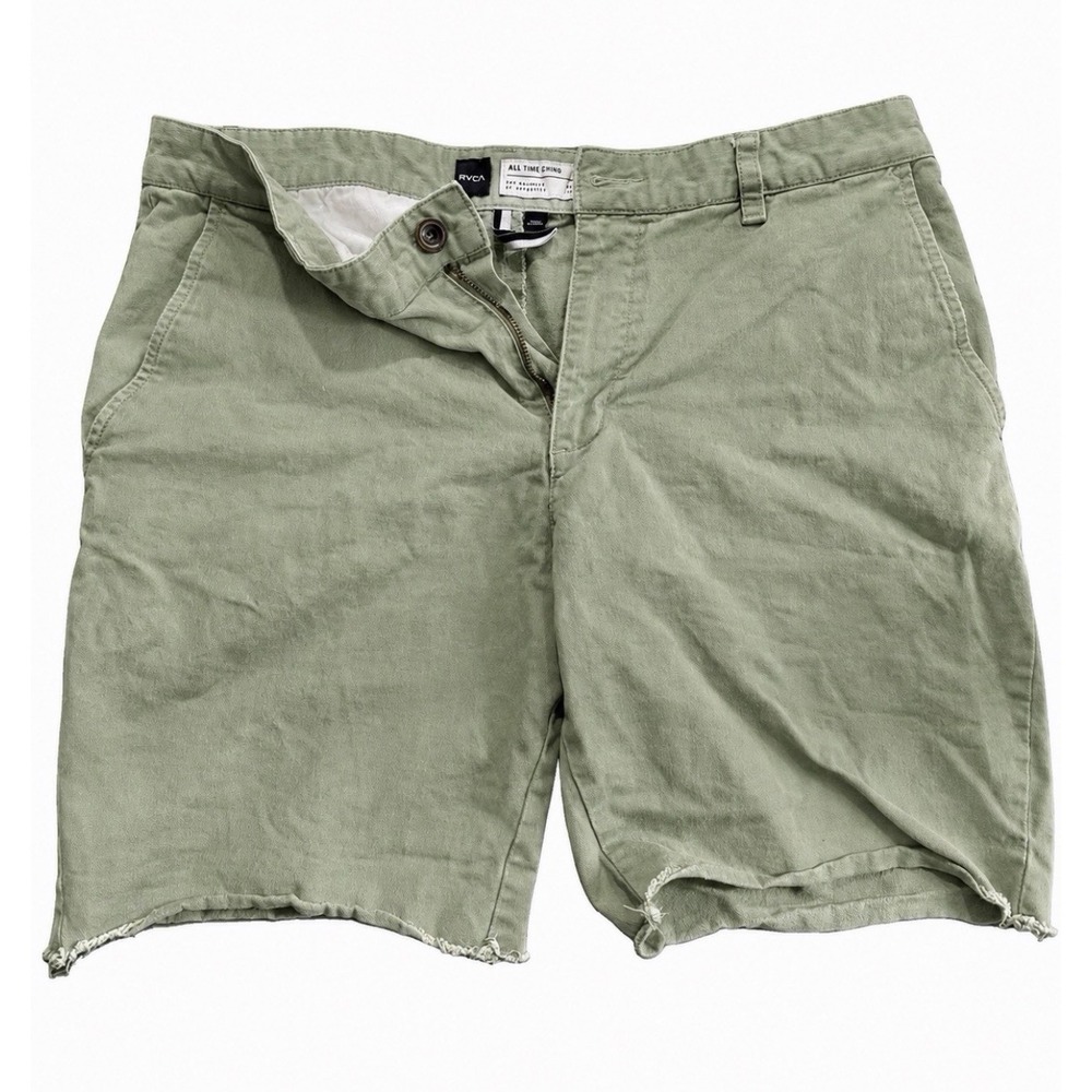 RVCA All Time Chino Shorts Men's 36 Pea Olive Green Cut Offs Xl L Surf Skate